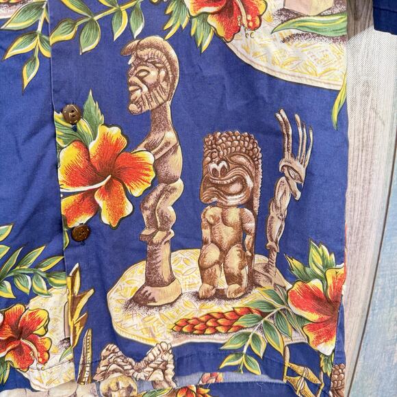 Hilo Hattie Vintage Hawaiian Shirt Button Down Tropical Small Tiki Luau Cotton - Picture 8 of 8